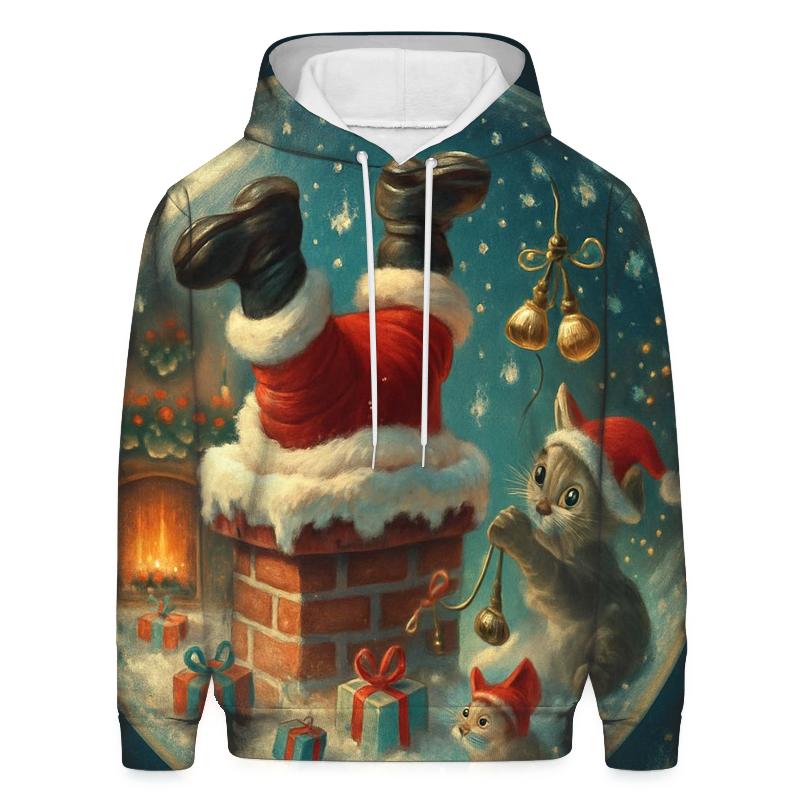 Santa Stuck Chimney Snow Globe Scene custom hoodies