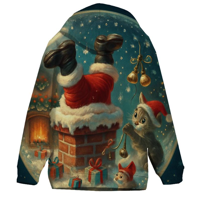 Santa Stuck Chimney Snow Globe Scene custom hoodies