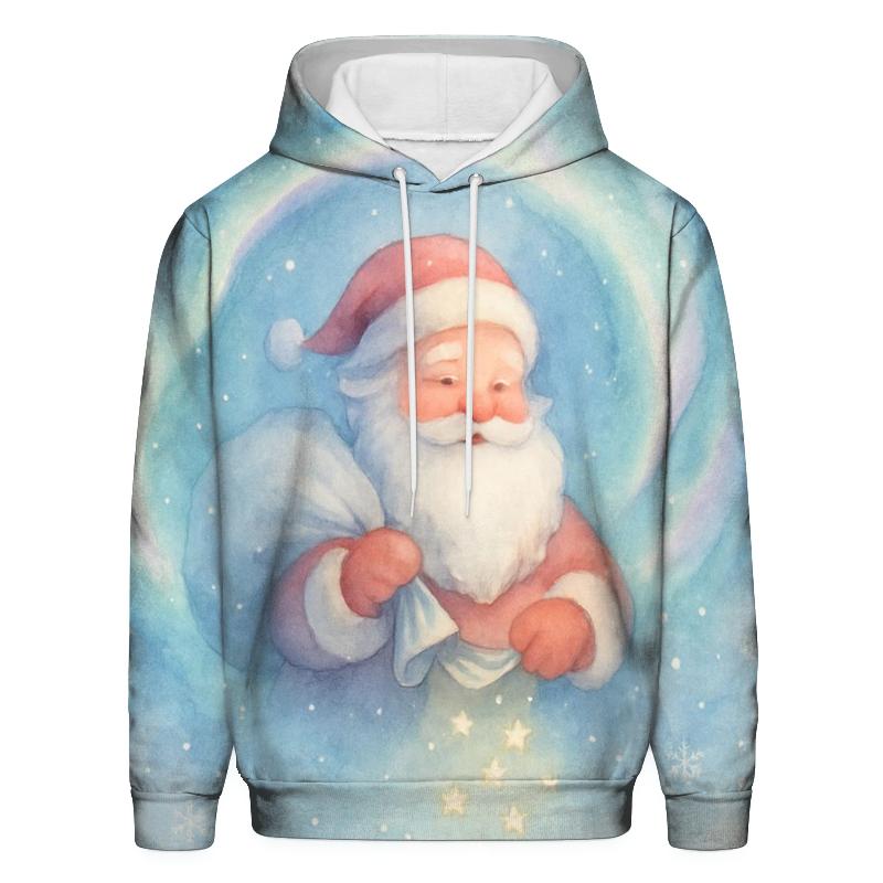Dreamy Watercolor Aurora Santa printed hoodies