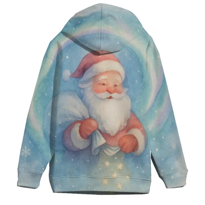 Dreamy Watercolor Aurora Santa printed hoodies