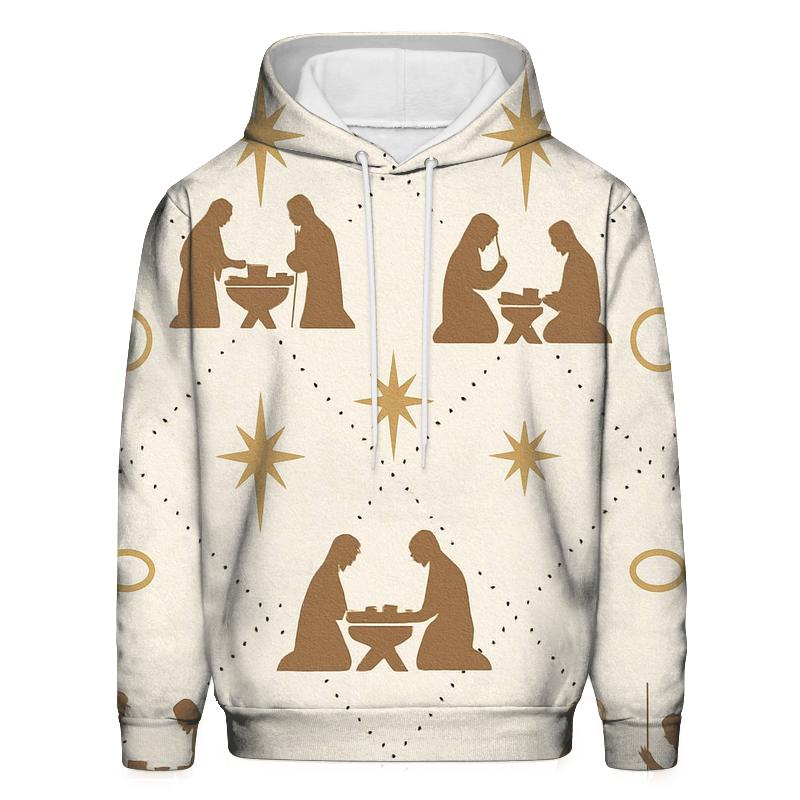 Ivory Nativity Lattice Minimal Repeat hoodie trends