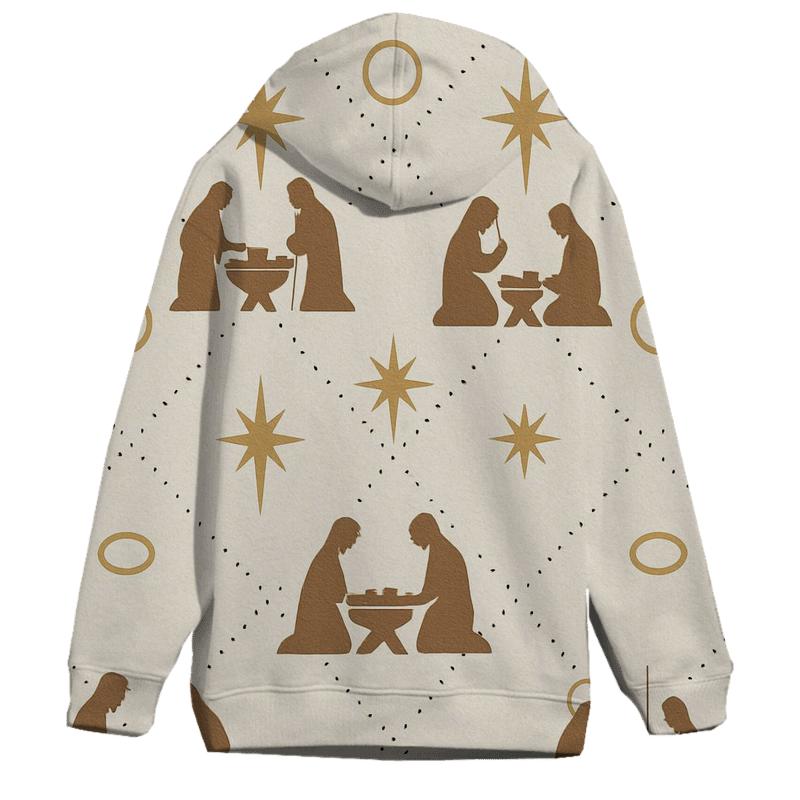 Ivory Nativity Lattice Minimal Repeat hoodie trends