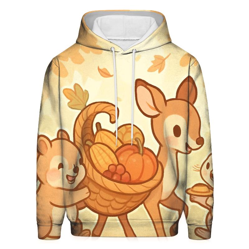 Woodland Friends Cornucopia Parade pullover hoodies