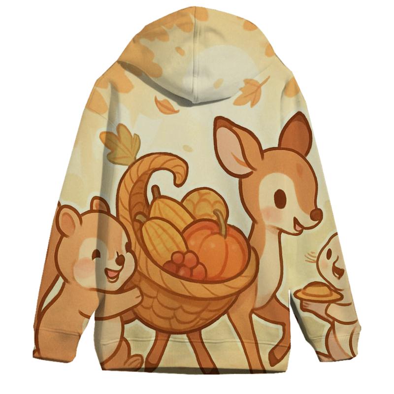 Woodland Friends Cornucopia Parade pullover hoodies