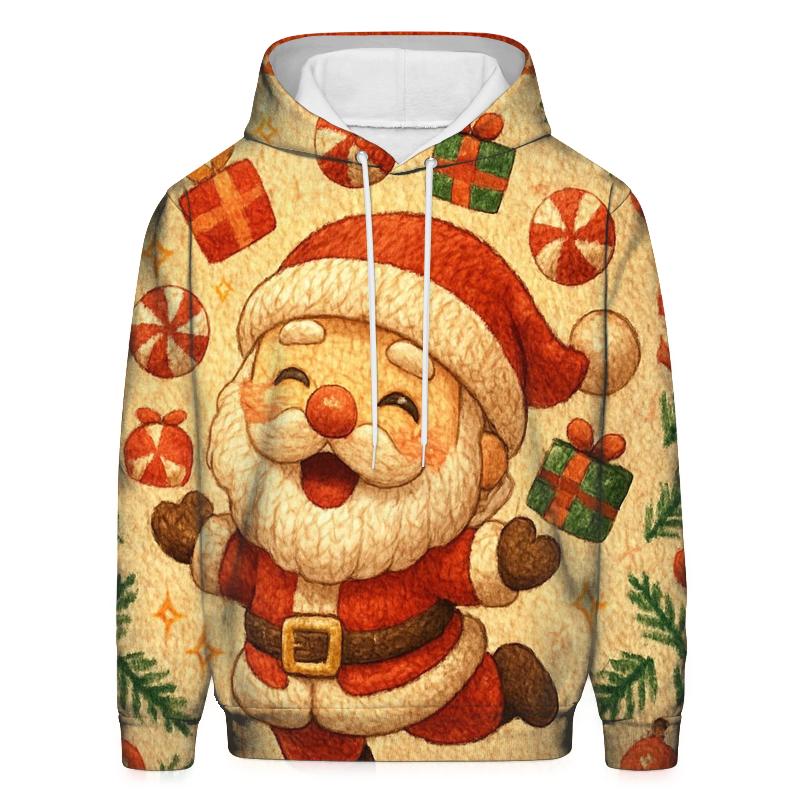 Knitted Candy Cane Chaos Santa pullover hoodies