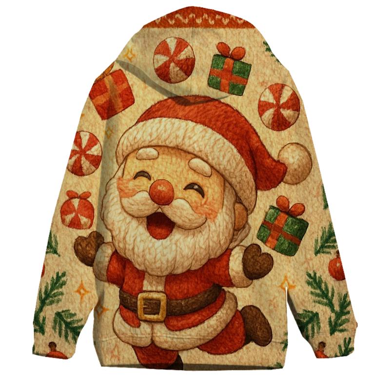 Knitted Candy Cane Chaos Santa pullover hoodies