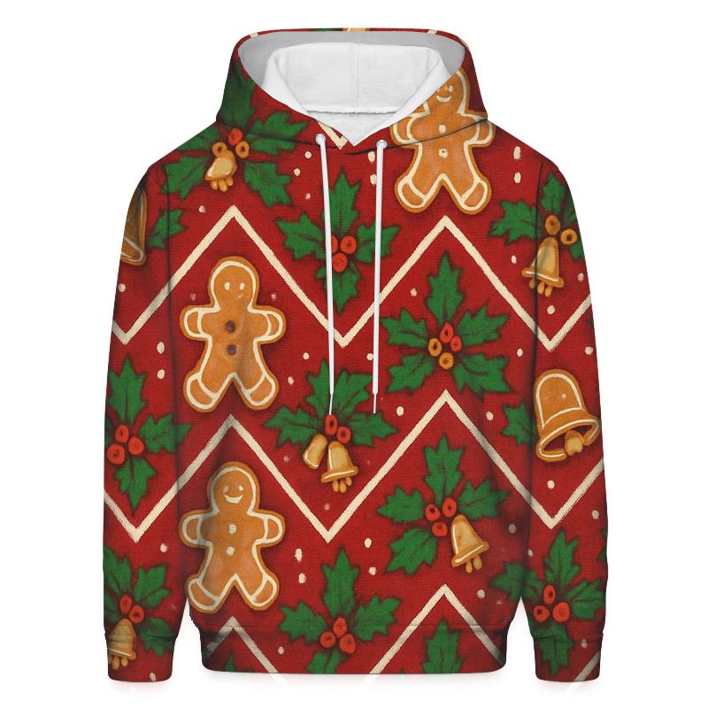 Gingerbread Holly Chevron Wrap Pattern zip-up hoodies