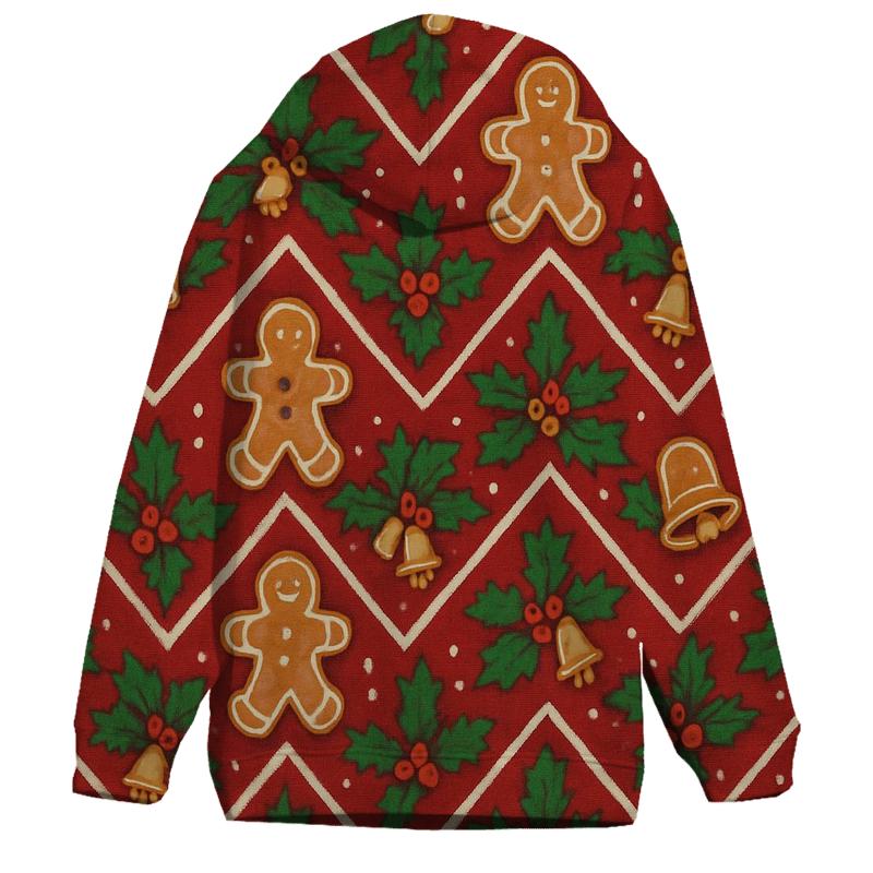 Gingerbread Holly Chevron Wrap Pattern zip-up hoodies