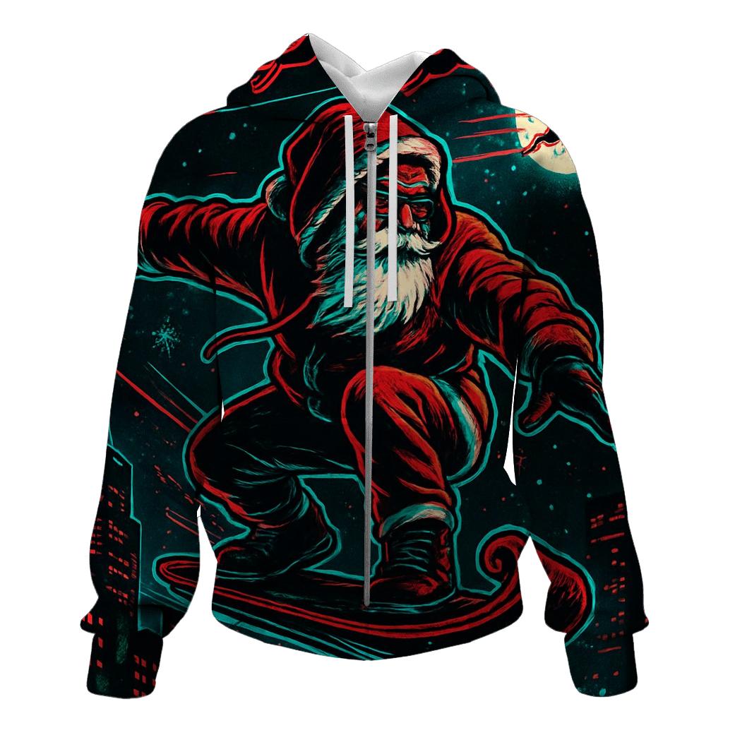 Neon Night Sleigh Rider Santa premium hoodies