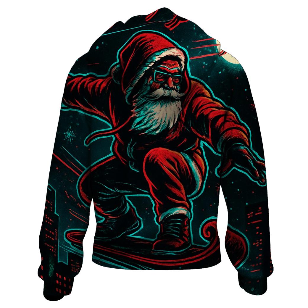 Neon Night Sleigh Rider Santa premium hoodies