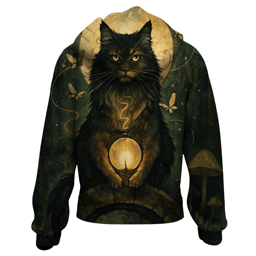 Moth Lantern Guardian Cat lightweight hoodies