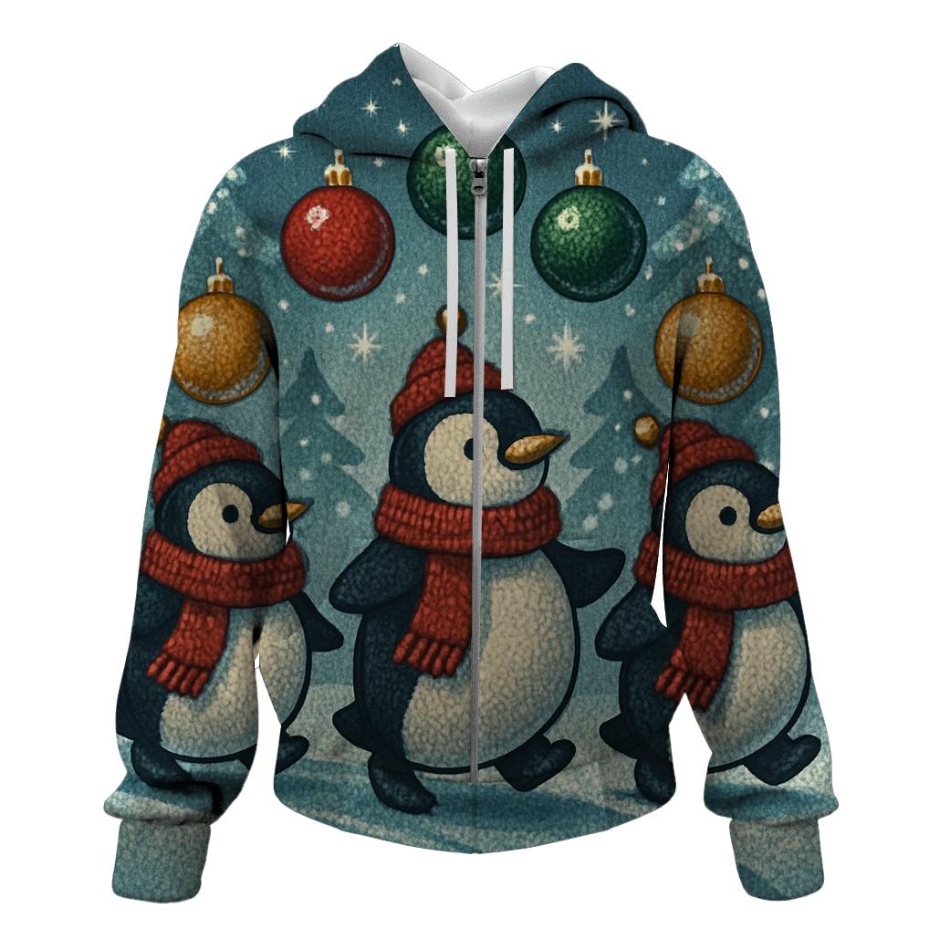 Penguin Ornament Parade zip-up hoodies