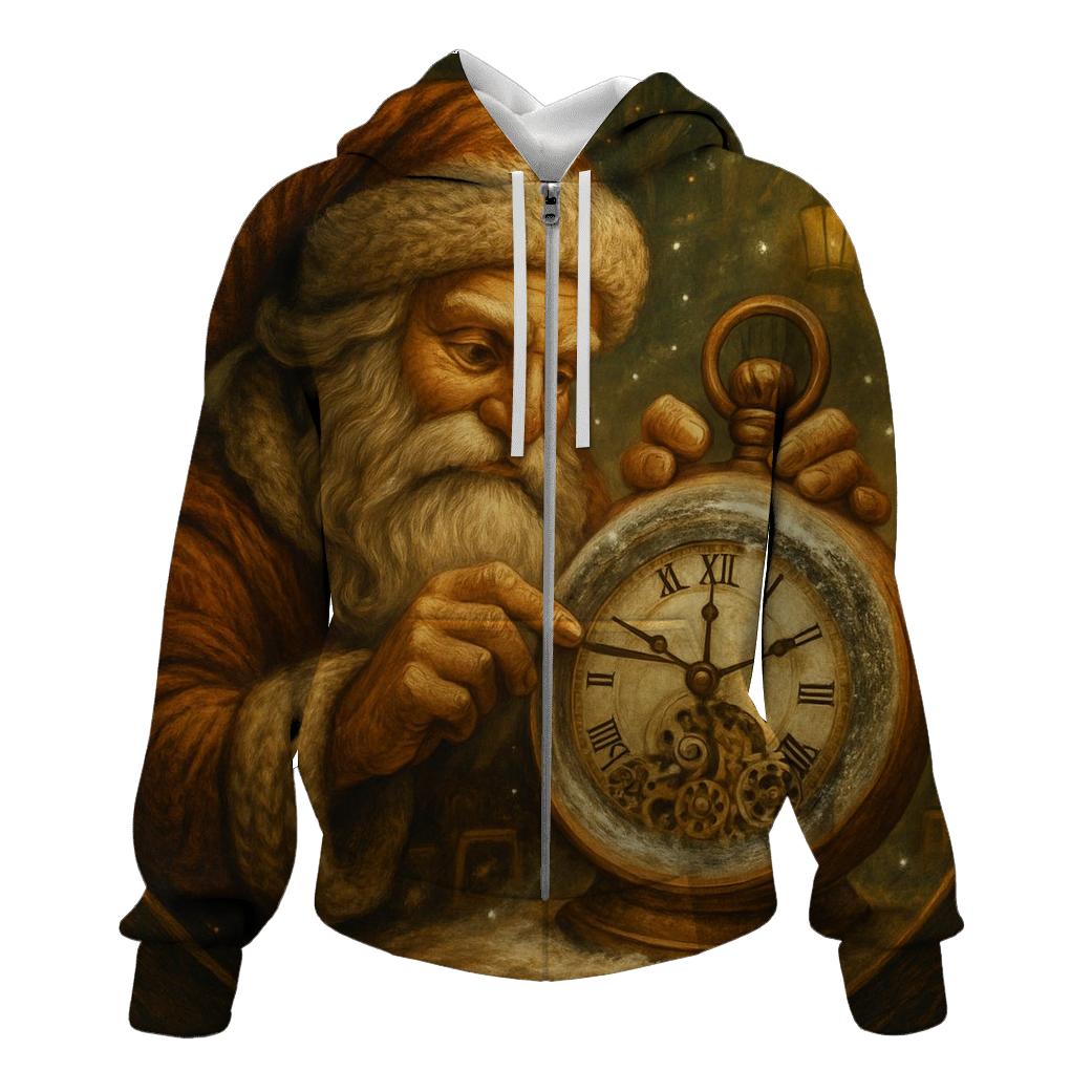 Frosted Workshop Clockmaker Santa graphic hoodies