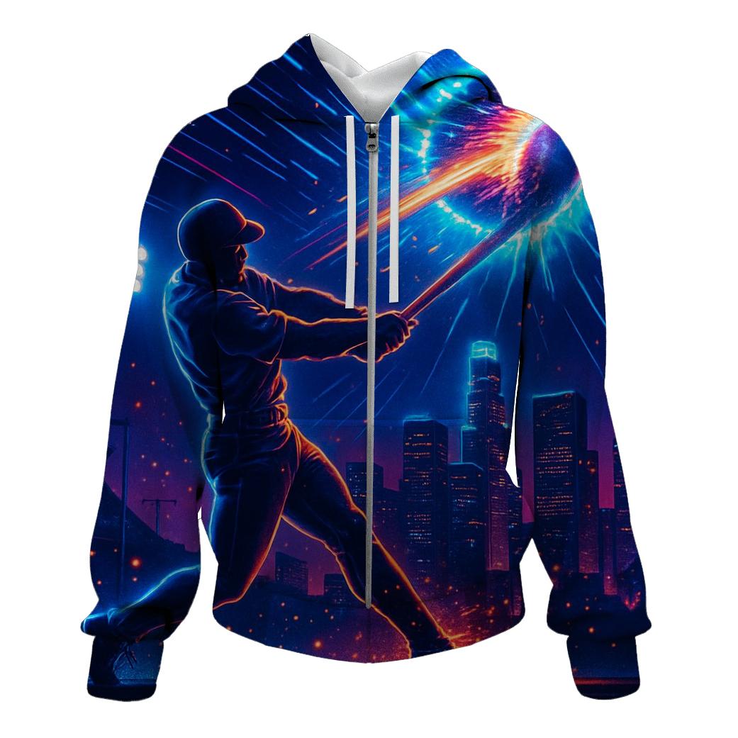 Neon Skyline Home Run Impact graphic hoodies