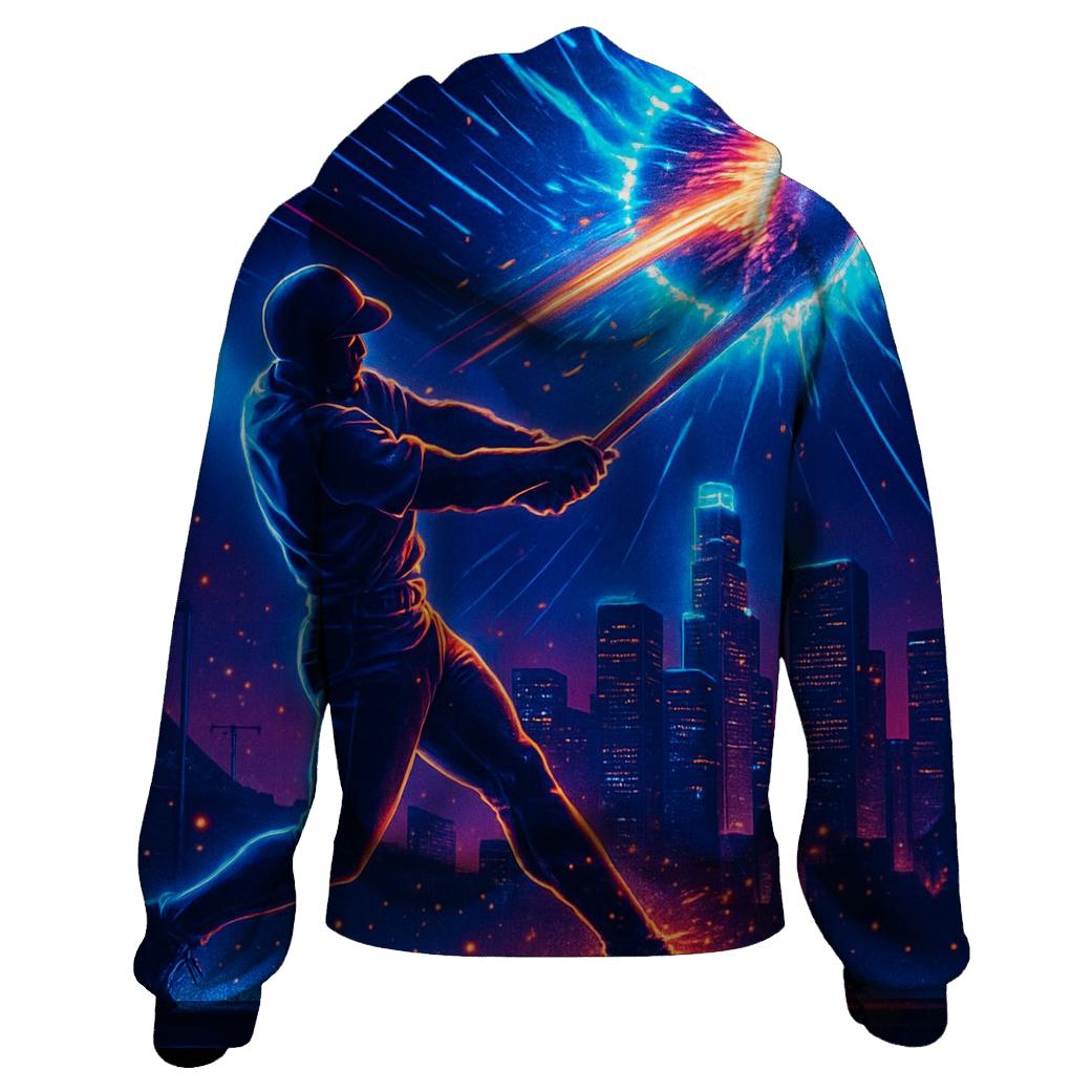 Neon Skyline Home Run Impact graphic hoodies