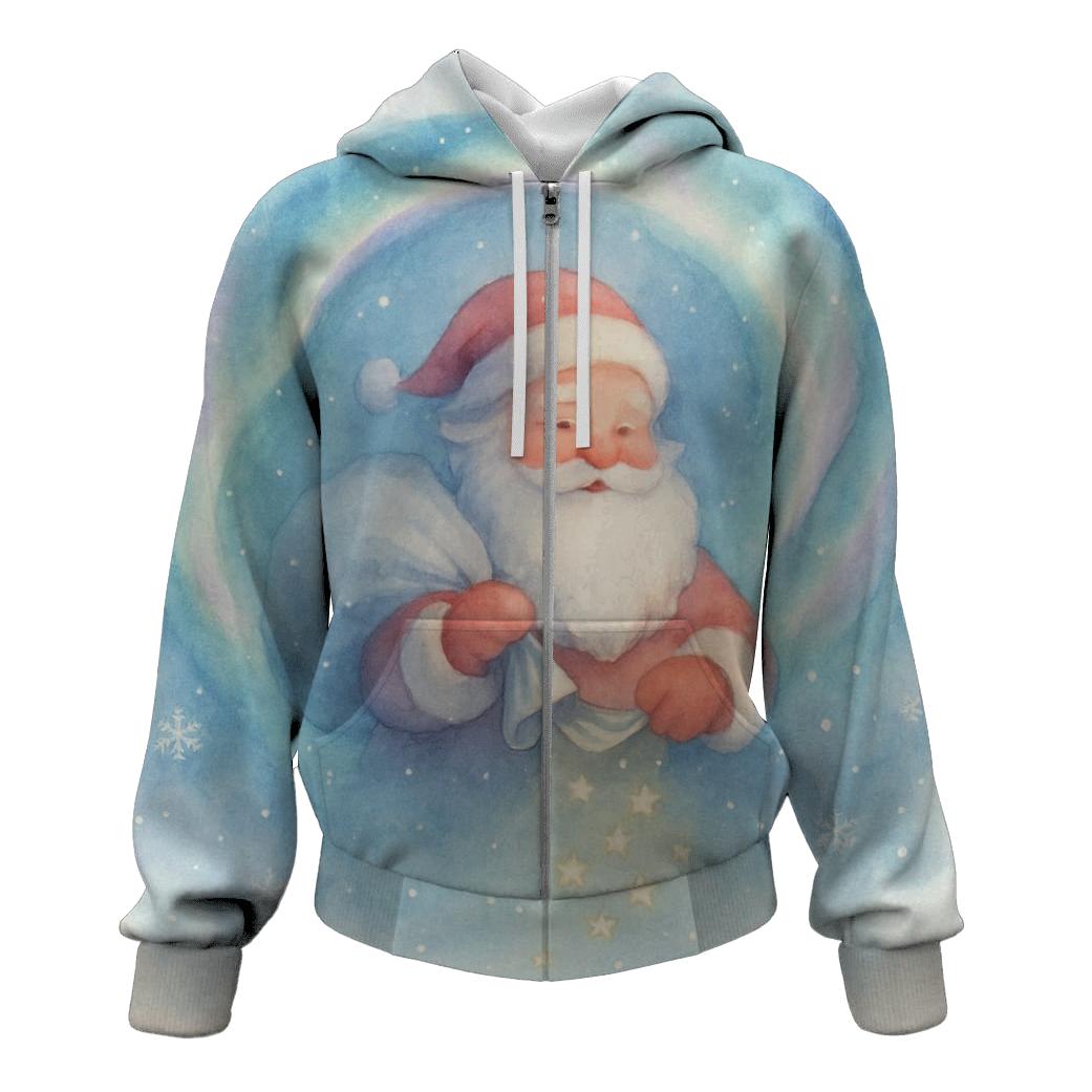 Dreamy Watercolor Aurora Santa hoodies fashion