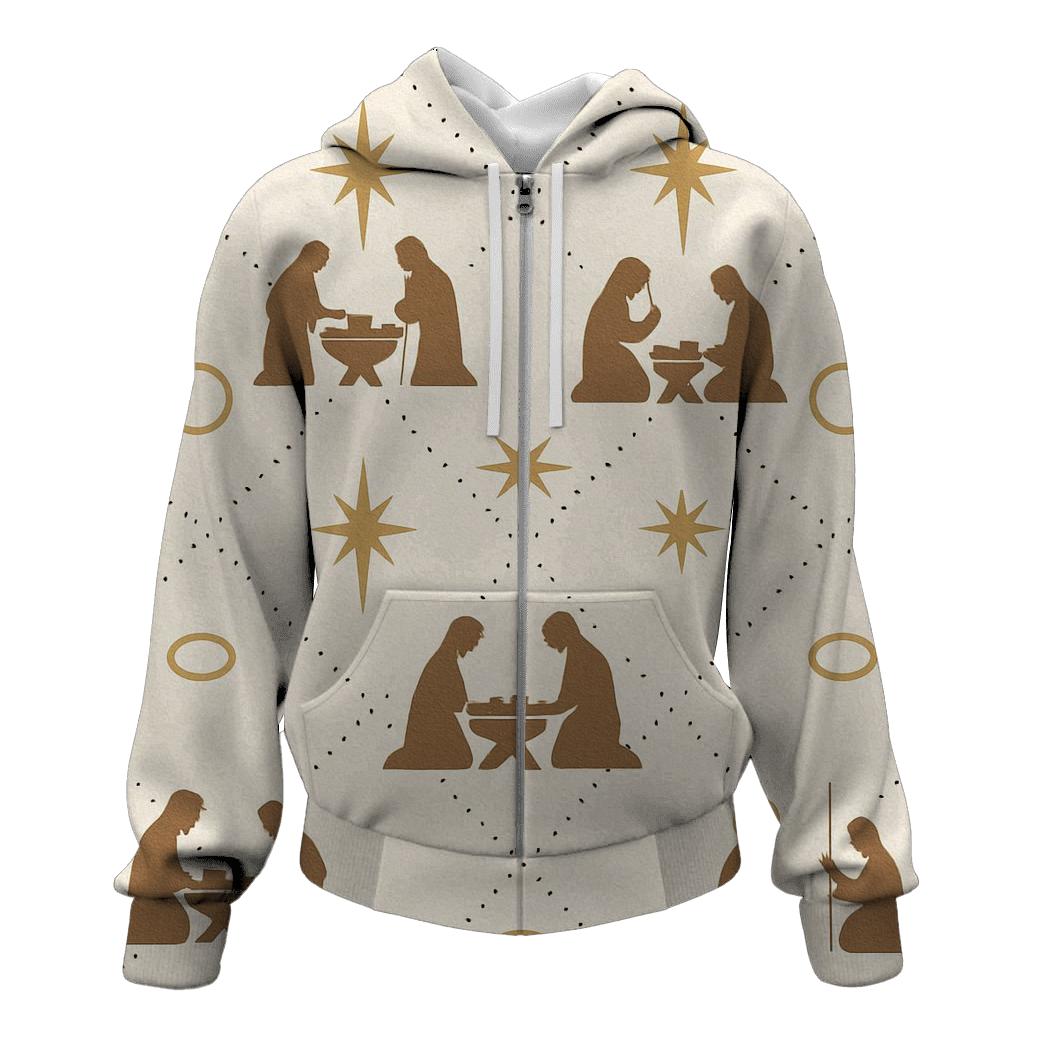 Ivory Nativity Lattice Minimal Repeat custom hoodies