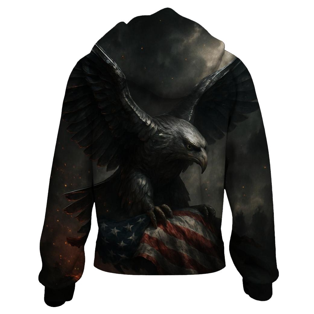 Steel Eagle Over Shattered Stripes embroidered hoodies