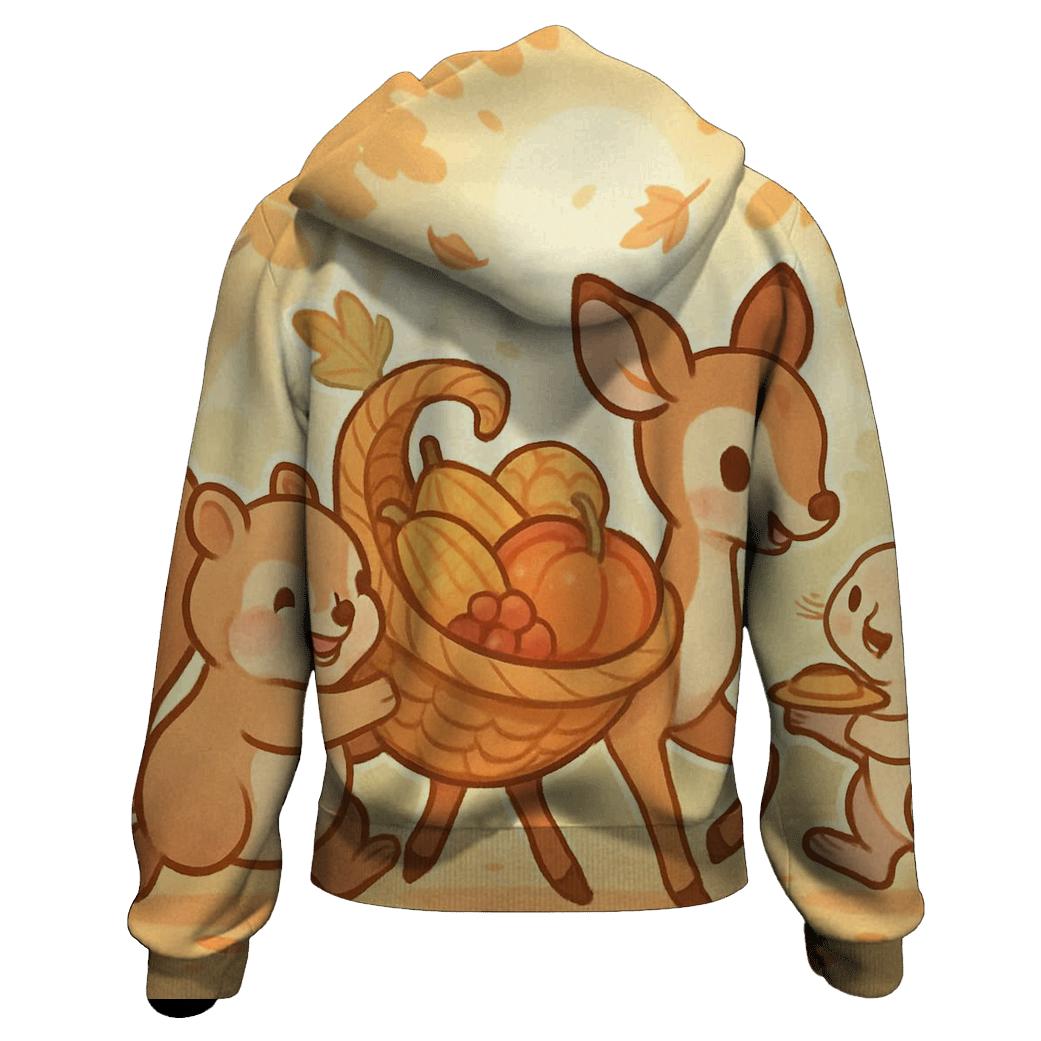 Woodland Friends Cornucopia Parade designer hoodies