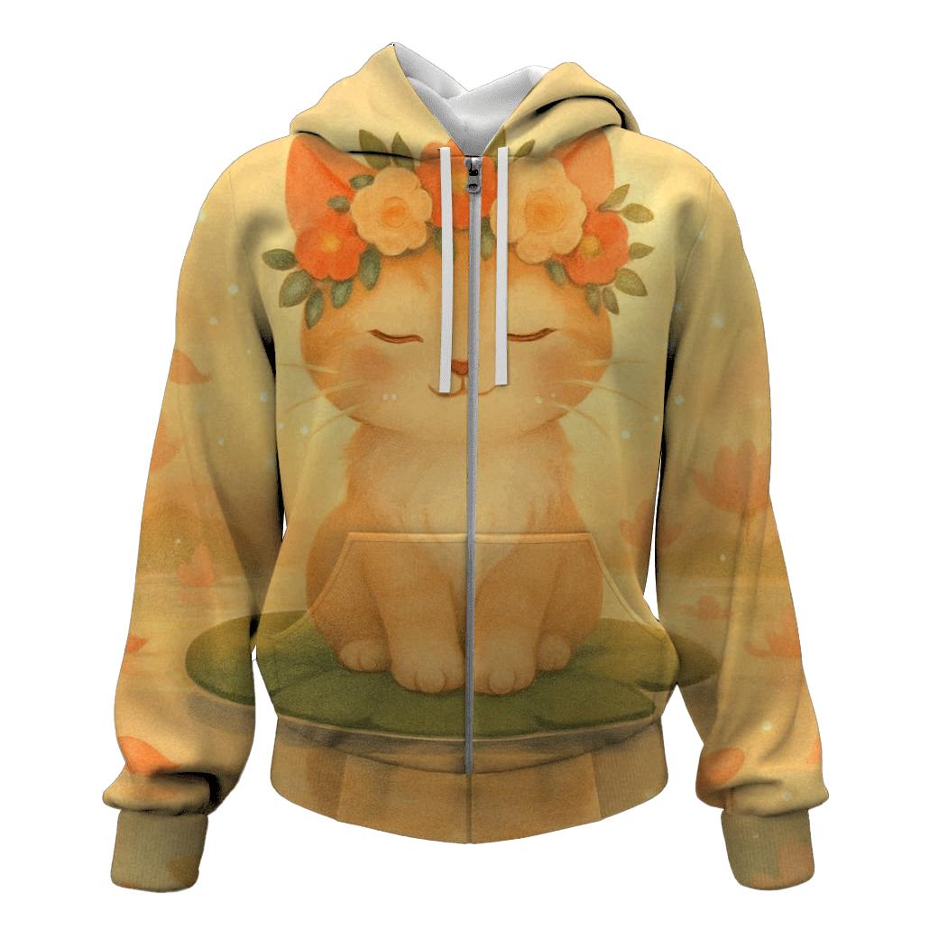 Sunrise Blossom Crown Dream Cat pullover hoodies