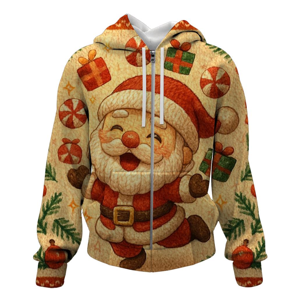 Knitted Candy Cane Chaos Santa pullover hoodies