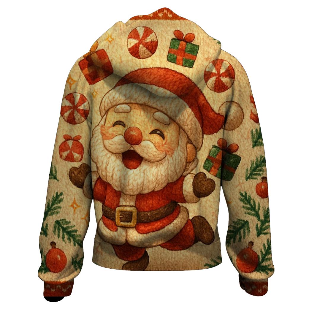 Knitted Candy Cane Chaos Santa pullover hoodies