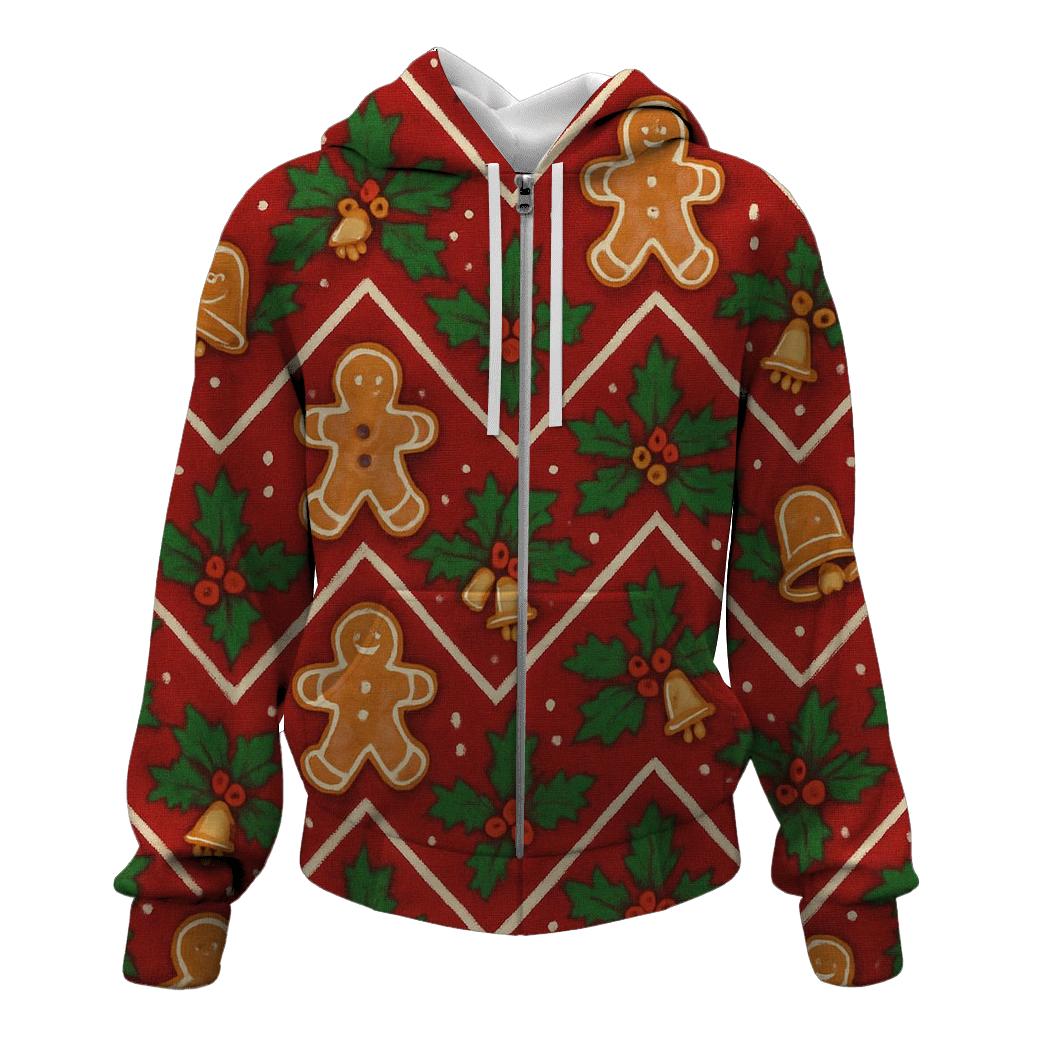 Gingerbread Holly Chevron Wrap Pattern custom hoodies