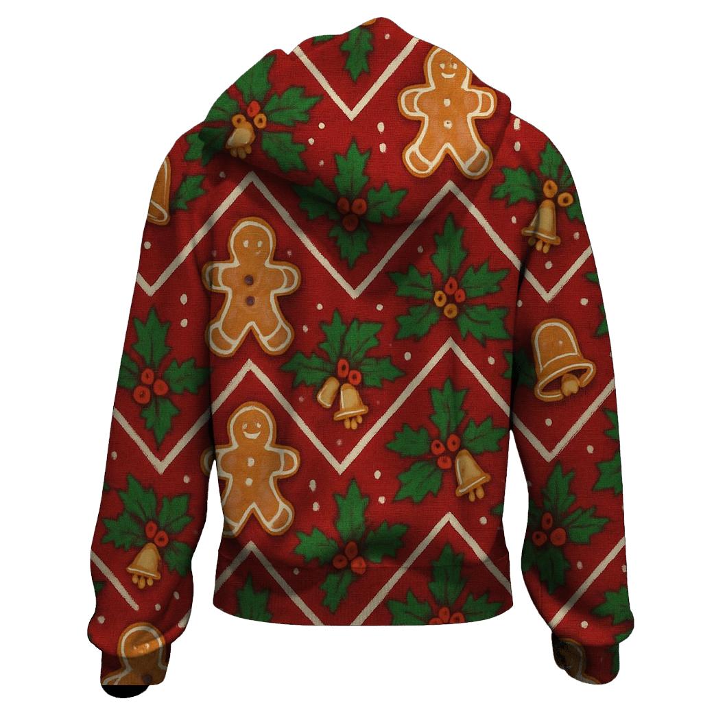 Gingerbread Holly Chevron Wrap Pattern custom hoodies
