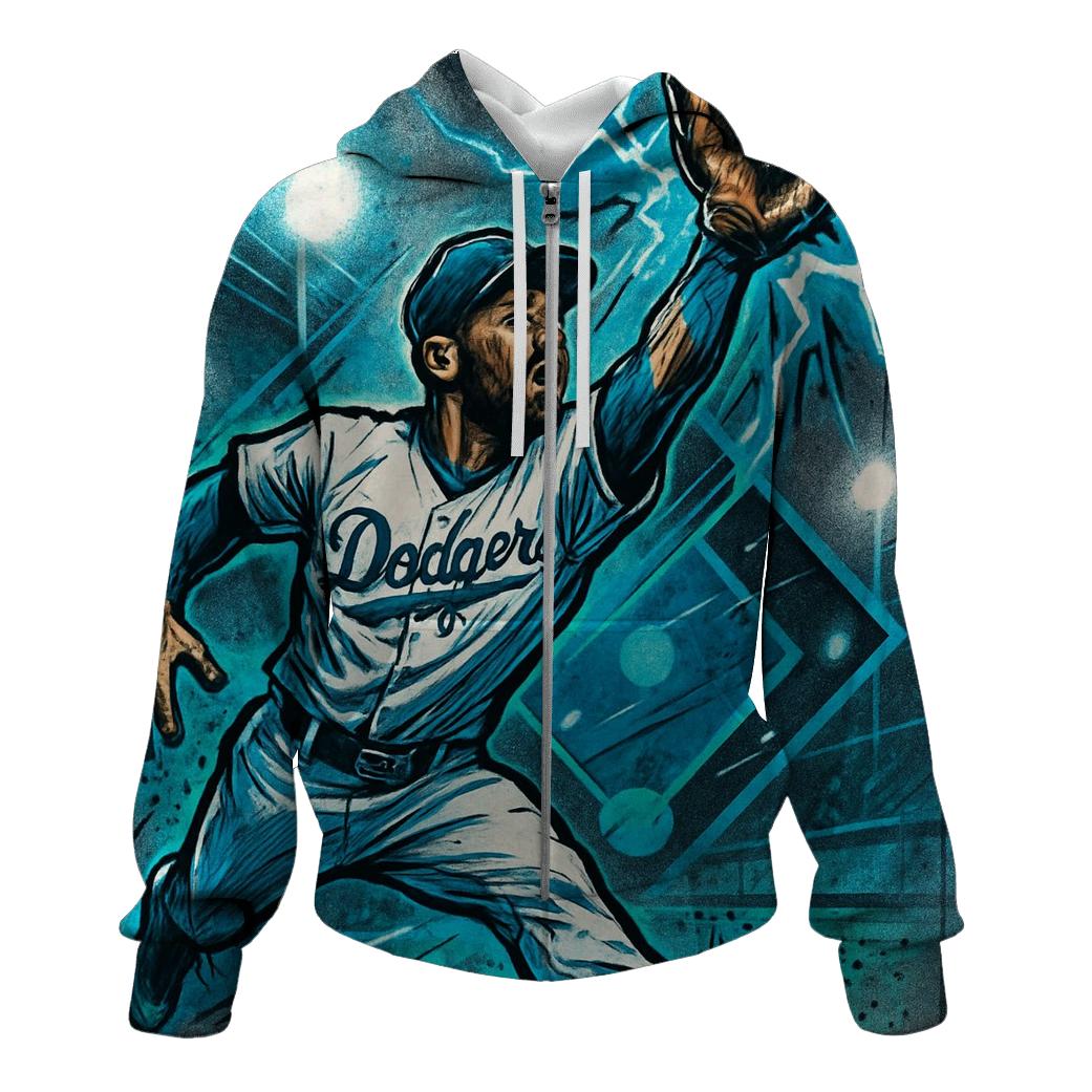 Graffiti Glove Catch Under Electric Blue Spotlights embroidered hoodies