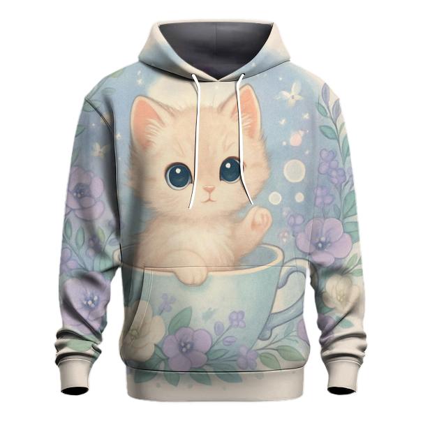 Moonlit Teacup Kitten Garden lightweight hoodies