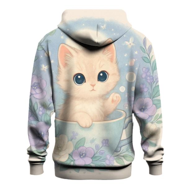 Moonlit Teacup Kitten Garden lightweight hoodies