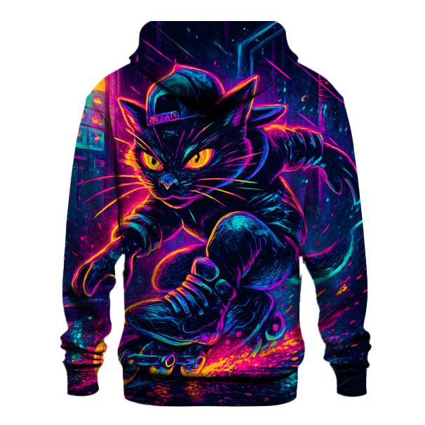 Neon Alley Roller Cat lightweight hoodies