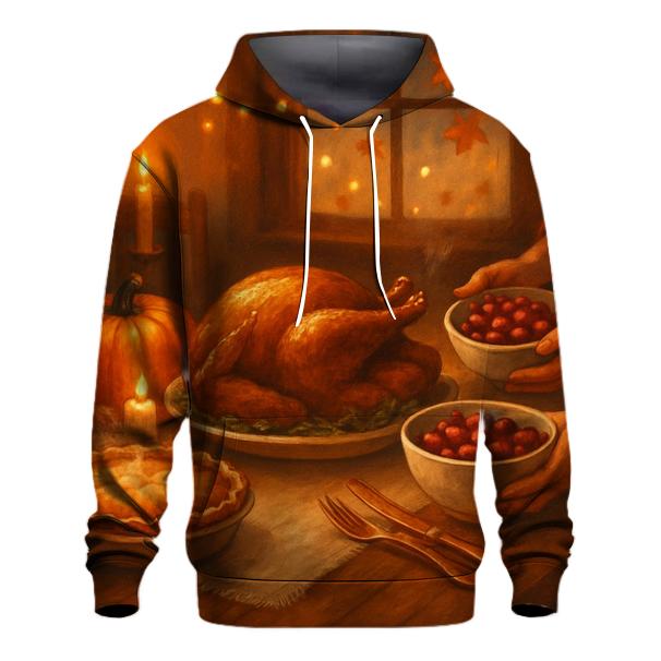 Candlelit Harvest Table Stillness embroidered hoodies