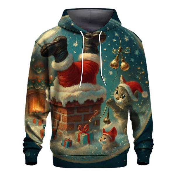Santa Stuck Chimney Snow Globe Scene designer hoodies