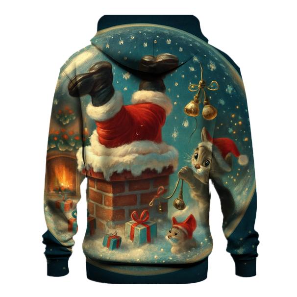 Santa Stuck Chimney Snow Globe Scene designer hoodies