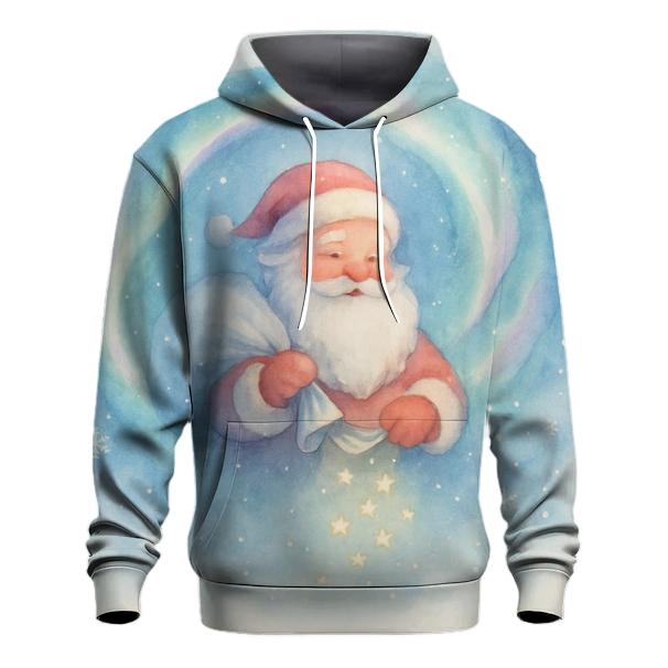 Dreamy Watercolor Aurora Santa graphic hoodies