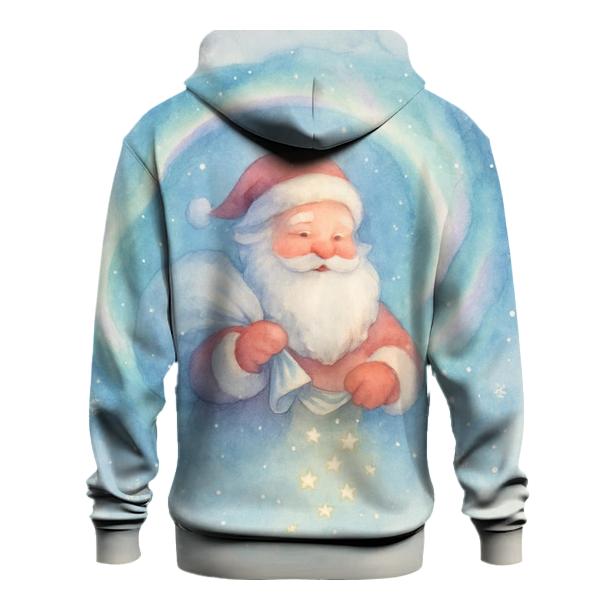 Dreamy Watercolor Aurora Santa graphic hoodies