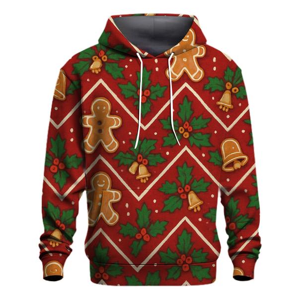 Gingerbread Holly Chevron Wrap Pattern designer hoodies