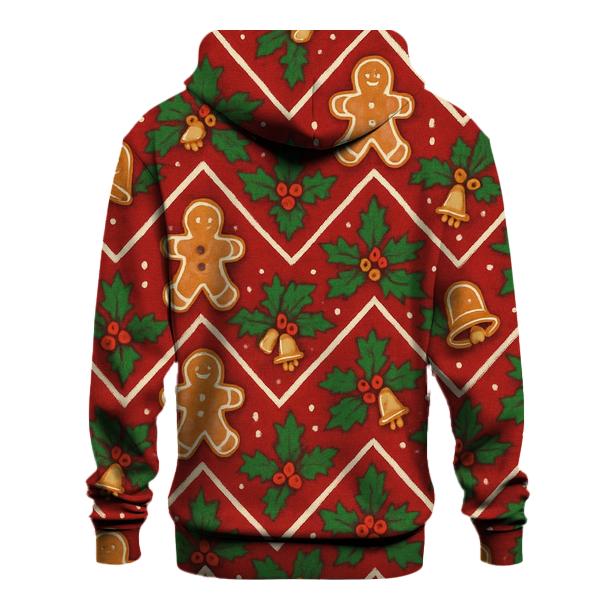 Gingerbread Holly Chevron Wrap Pattern designer hoodies