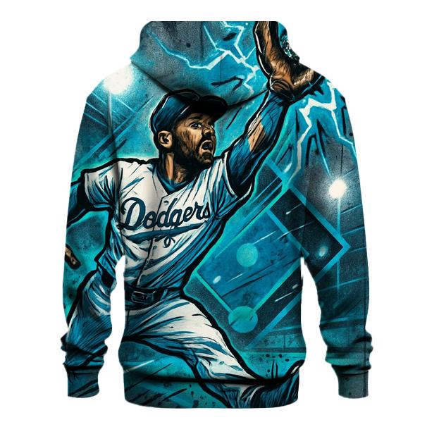 Graffiti Glove Catch Under Electric Blue Spotlights zip-up hoodies