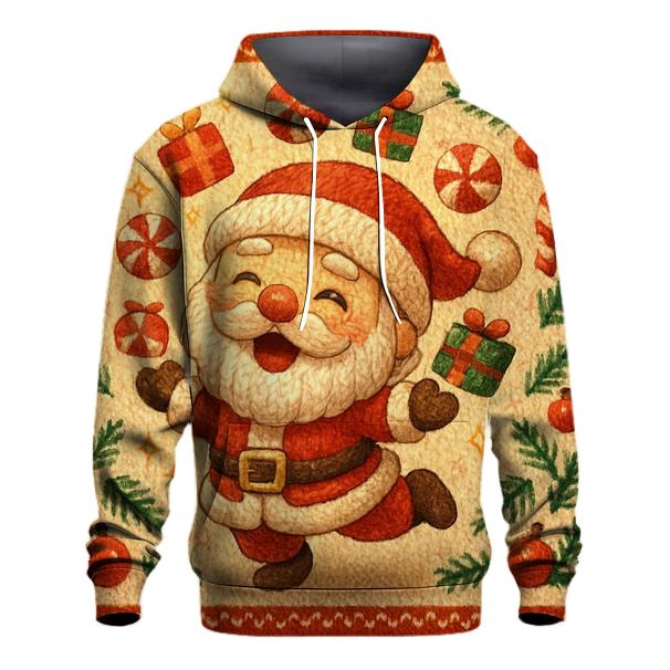 Knitted Candy Cane Chaos Santa zip-up hoodies