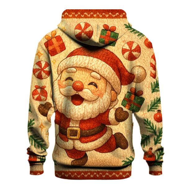 Knitted Candy Cane Chaos Santa zip-up hoodies