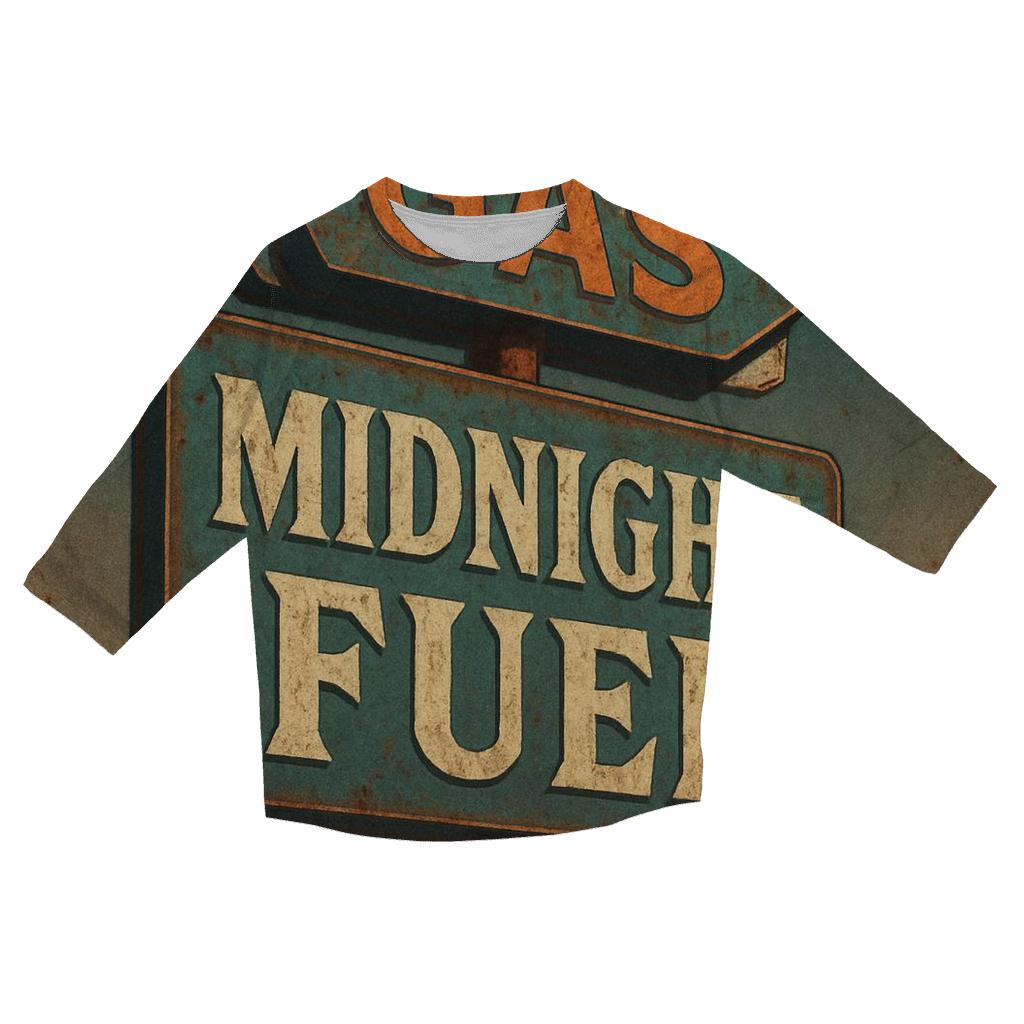 Weathered 1970s Gas Station Moonrise Sign trendy 3/4 sleeve tops