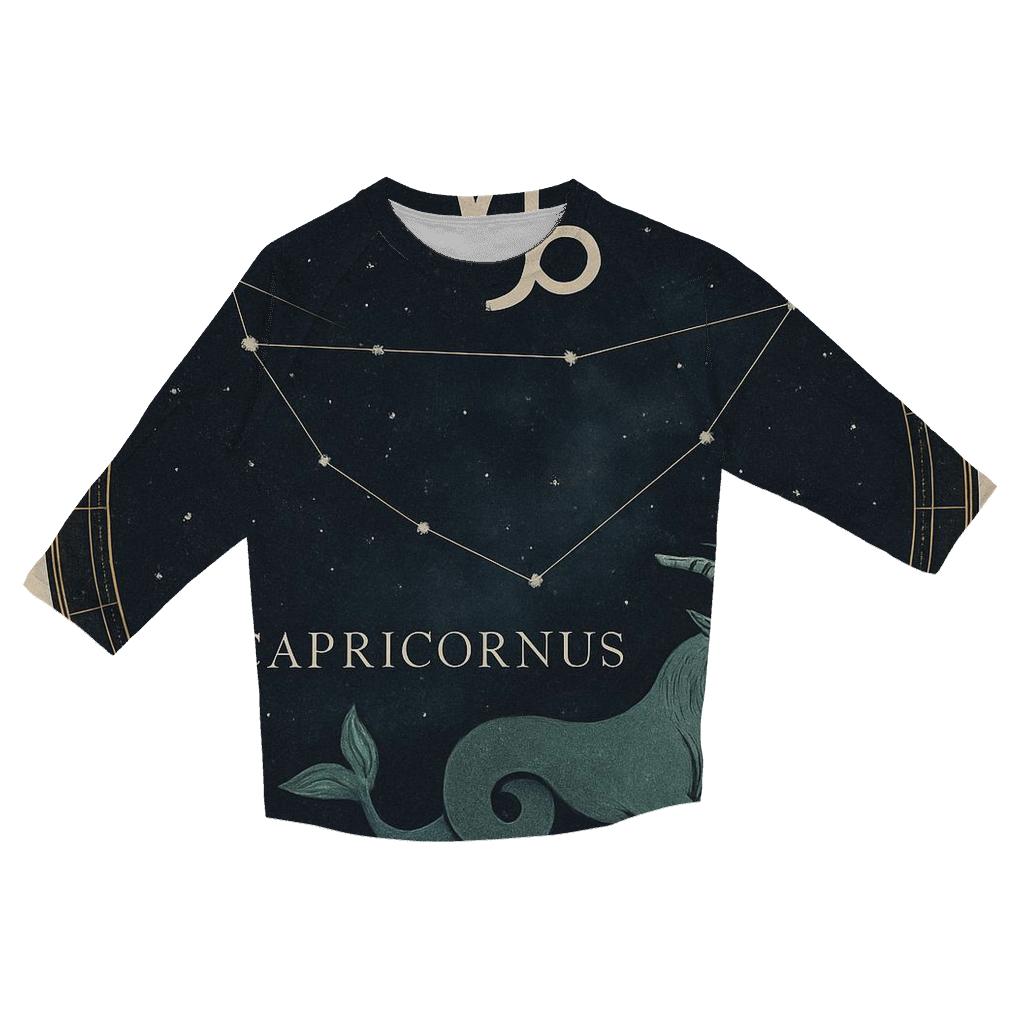 Capricorn Sea Goat Star Chart Emblem stylish quarter sleeve tops