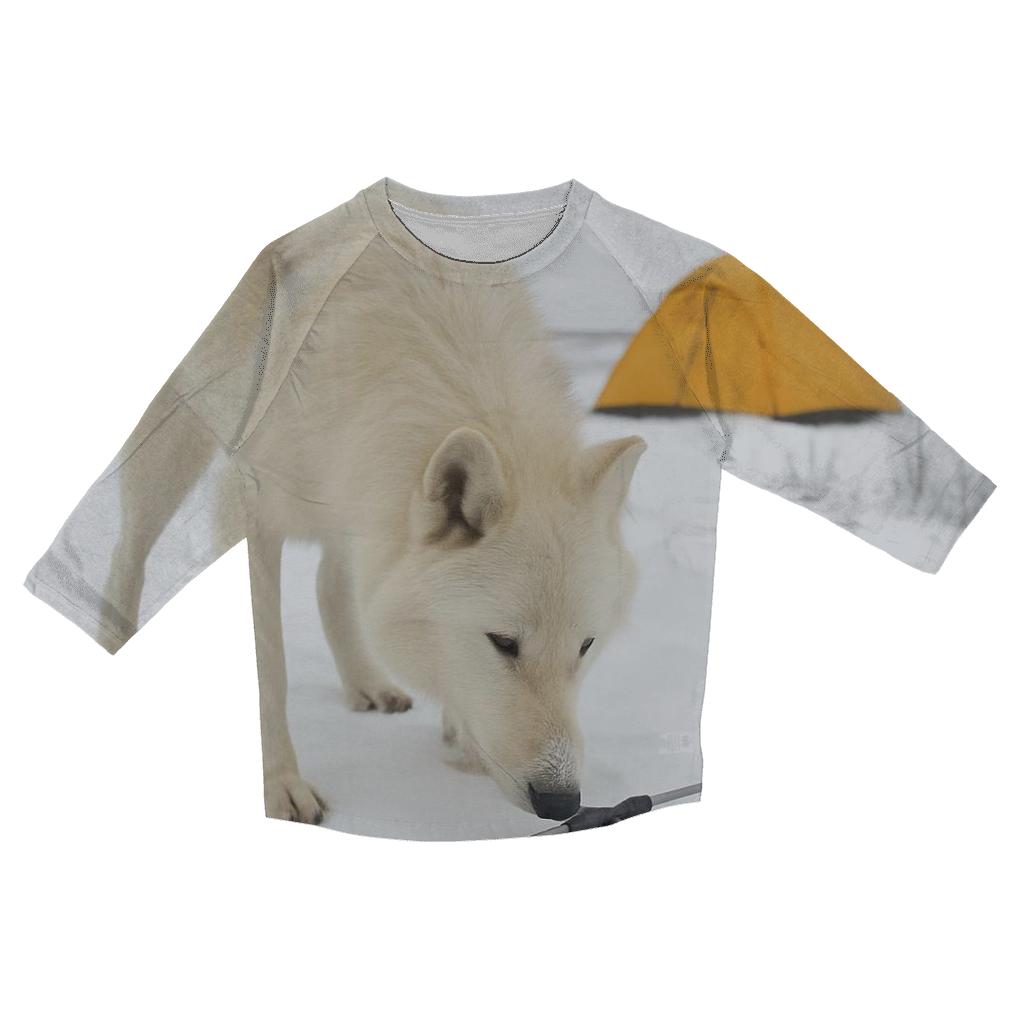 Arctic Wolf Research Collar Check At A Tundra Field Camp designer 3/4 sleeve blouses