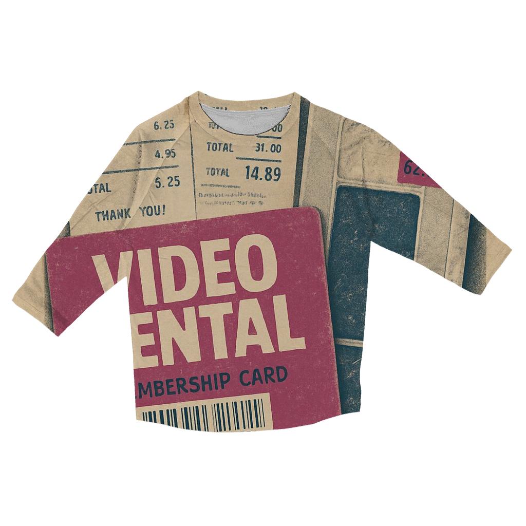Faded 1980s Video Rental Membership Card Collage designer 3/4 sleeve blouses