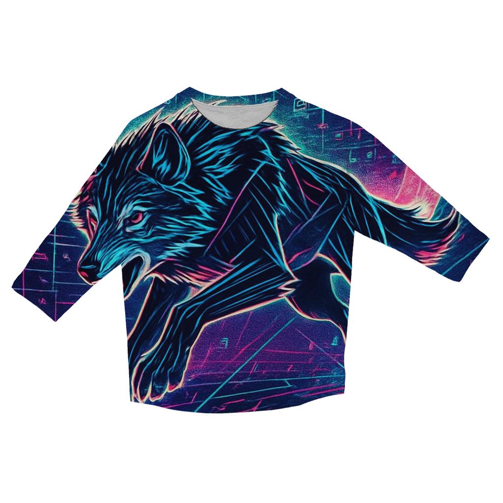 Neon Circuit Moonrunner Wolf custom 3/4 sleeve shirts