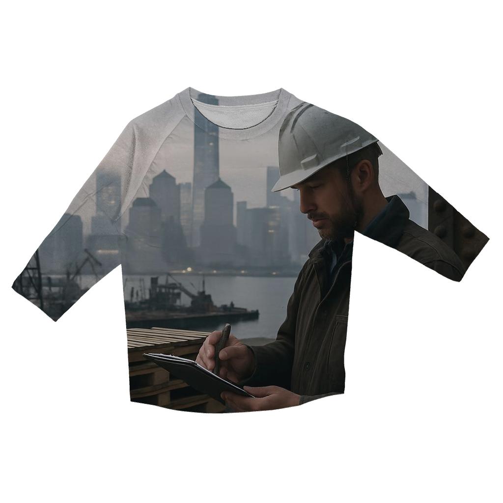 Brooklyn Navy Yard Dawn With Working Waterfront Skyline designer 3/4 sleeve blouses