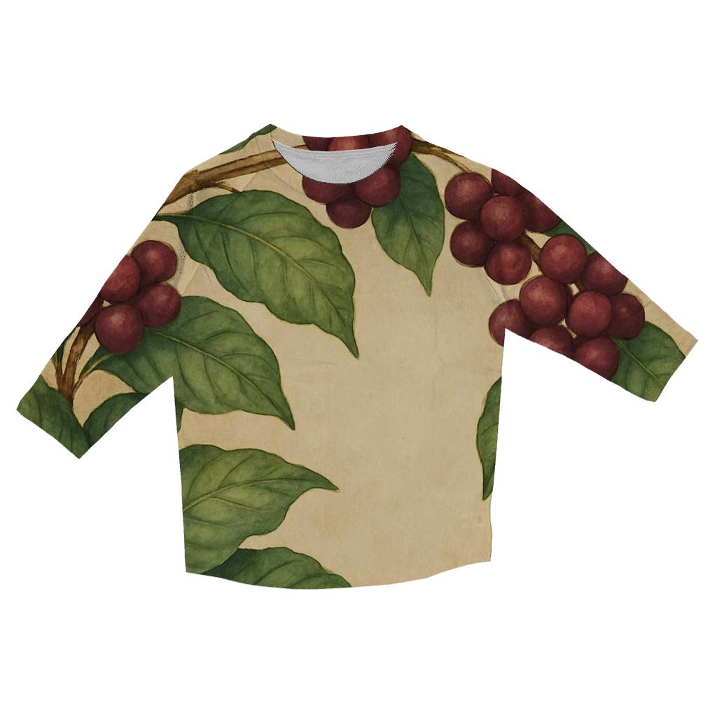 Coffee Cherry Canopy printed three quarter sleeve shirts