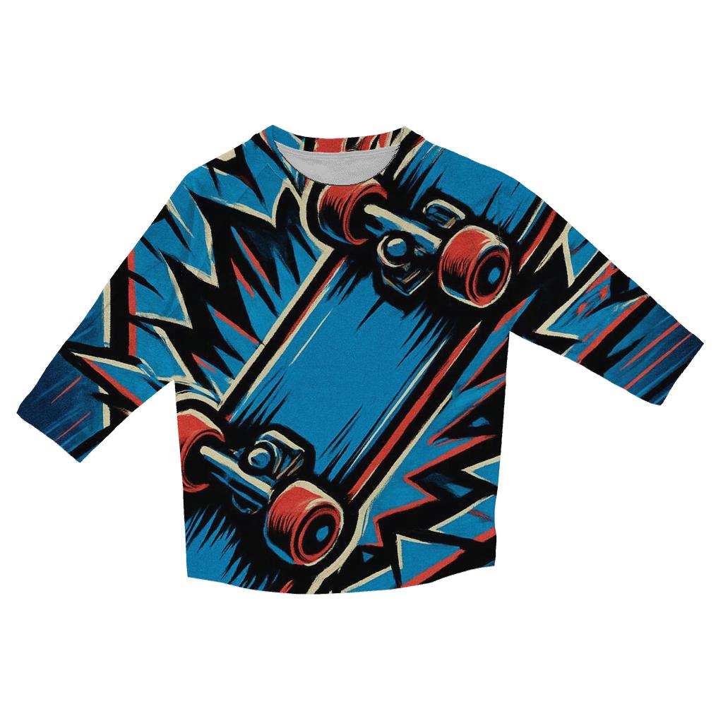 Chromatic Rift Skate Emblem printed three quarter sleeve shirts
